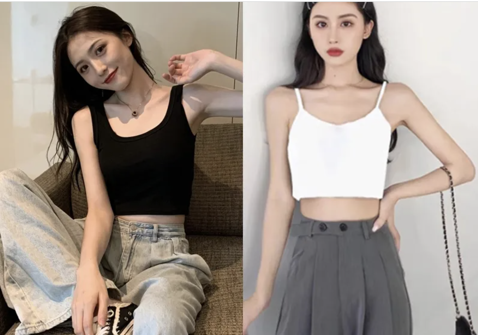 两件装短款内穿吊带背心女工字背心女露脐吊带网红外穿吊带背心女