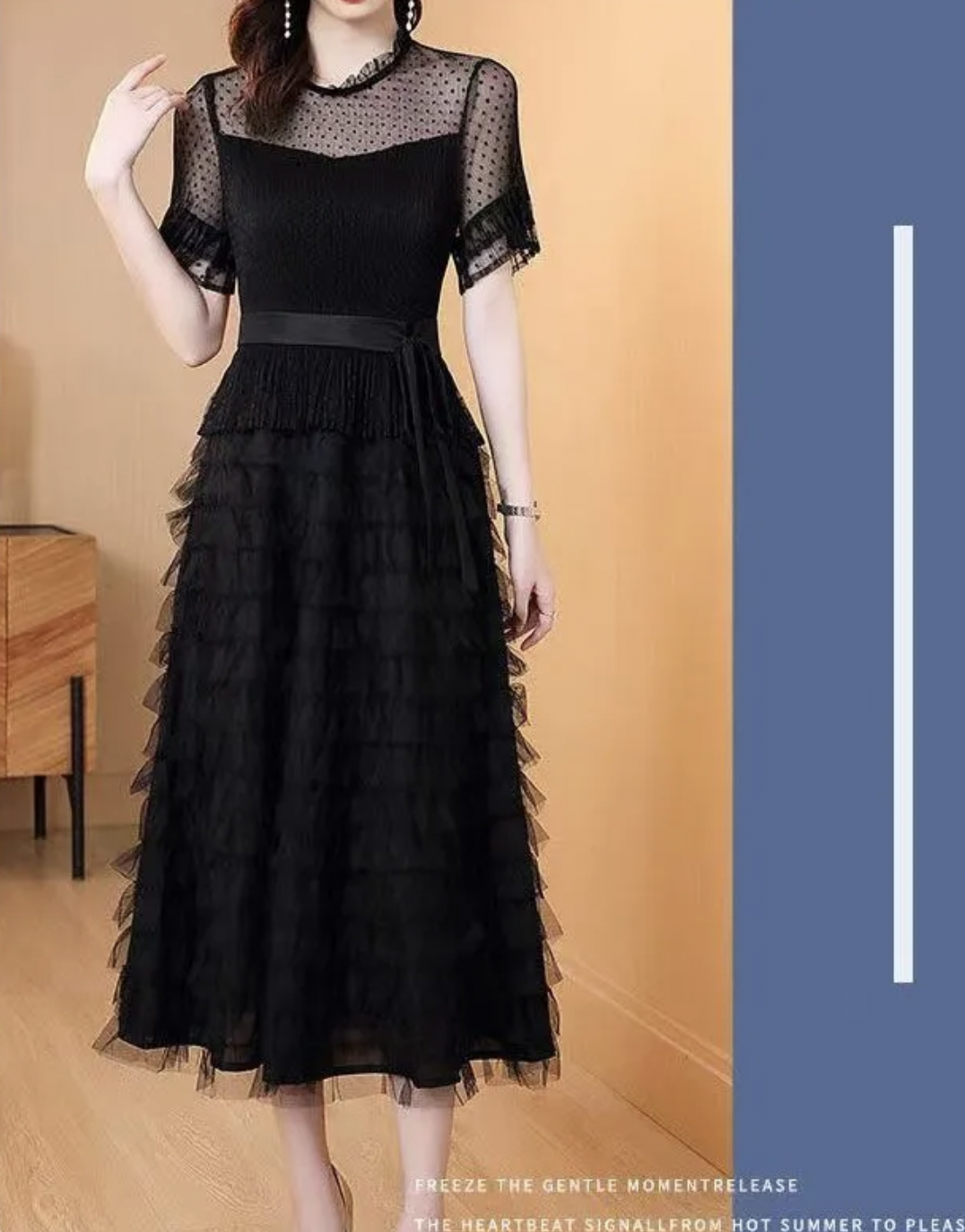 三宅一生褶皱春夏新品高档公主裙小黑裙时尚爆款气质收腰款赫本风