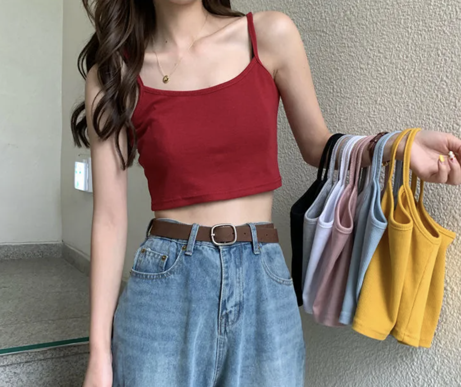 【两件装】夏季韩版修身显瘦小吊带背心女百搭打底衫短款纯色上衣